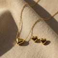 Gold Heart Earring & Necklace