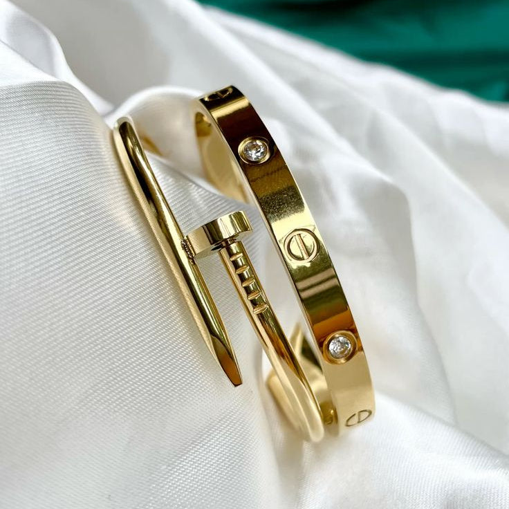 Cartier Gold Nail & Stone Bracelet